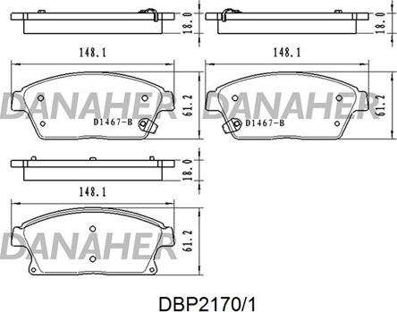 Danaher DBP2170/1 - Kit de plaquettes de frein, frein à disque cwaw.fr