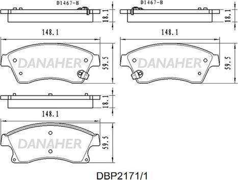 Danaher DBP2171/1 - Kit de plaquettes de frein, frein à disque cwaw.fr