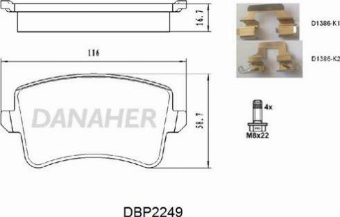 Danaher DBP2249 - Kit de plaquettes de frein, frein à disque cwaw.fr