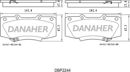 Danaher DBP2244 - Kit de plaquettes de frein, frein à disque cwaw.fr