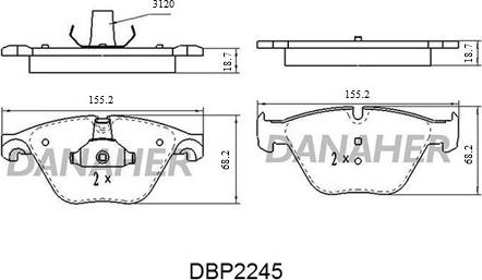 Danaher DBP2245 - Kit de plaquettes de frein, frein à disque cwaw.fr