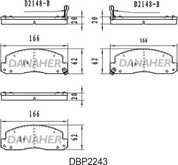 Danaher DBP2243 - Kit de plaquettes de frein, frein à disque cwaw.fr