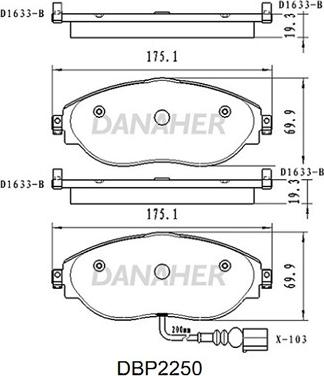 Danaher DBP2250 - Kit de plaquettes de frein, frein à disque cwaw.fr