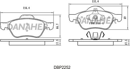 Danaher DBP2252 - Kit de plaquettes de frein, frein à disque cwaw.fr