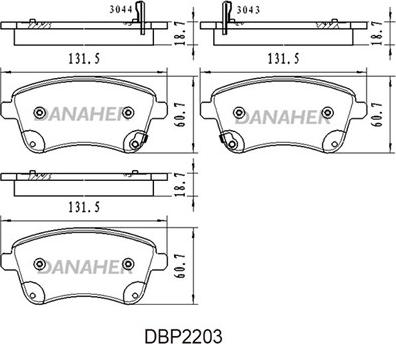 Danaher DBP2203 - Kit de plaquettes de frein, frein à disque cwaw.fr