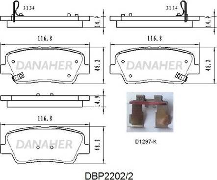 Danaher DBP2202/2 - Kit de plaquettes de frein, frein à disque cwaw.fr