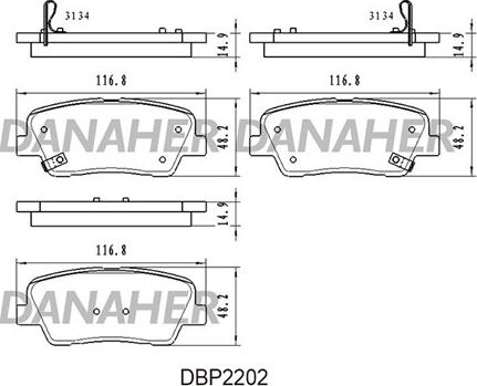 Danaher DBP2202 - Kit de plaquettes de frein, frein à disque cwaw.fr