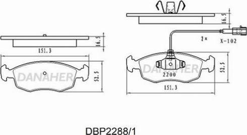 Danaher DBP2288/1 - Kit de plaquettes de frein, frein à disque cwaw.fr