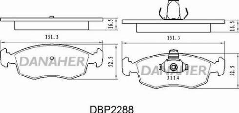 Danaher DBP2288 - Kit de plaquettes de frein, frein à disque cwaw.fr