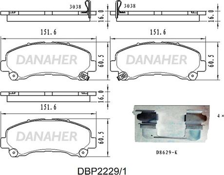 Danaher DBP2229/1 - Kit de plaquettes de frein, frein à disque cwaw.fr