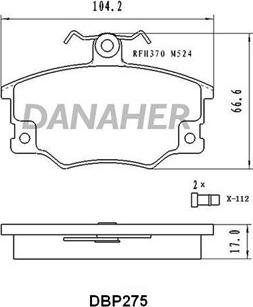 Danaher DBP275 - Kit de plaquettes de frein, frein à disque cwaw.fr