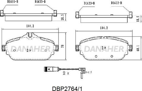 Danaher DBP2764/1 - Kit de plaquettes de frein, frein à disque cwaw.fr