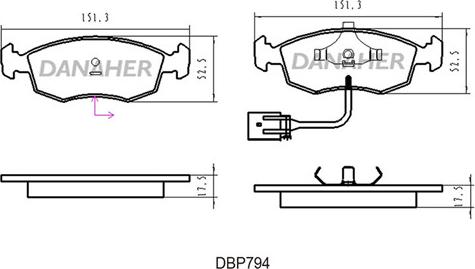 Danaher DBP794 - Kit de plaquettes de frein, frein à disque cwaw.fr