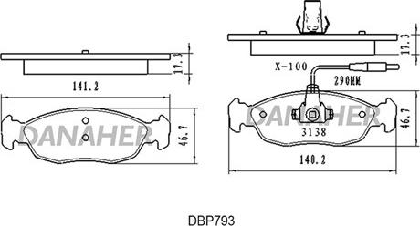 Danaher DBP793 - Kit de plaquettes de frein, frein à disque cwaw.fr