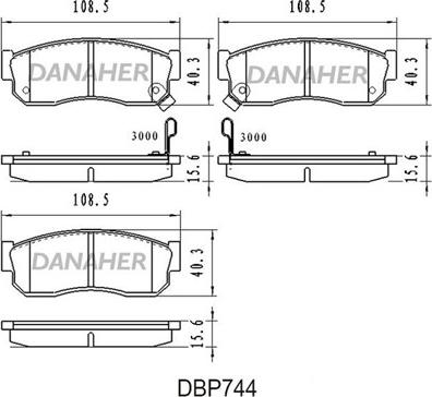 Danaher DBP744 - Kit de plaquettes de frein, frein à disque cwaw.fr