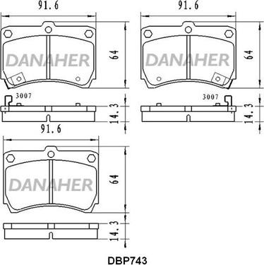 Danaher DBP743 - Kit de plaquettes de frein, frein à disque cwaw.fr