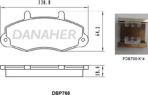 Danaher DBP766 - Kit de plaquettes de frein, frein à disque cwaw.fr