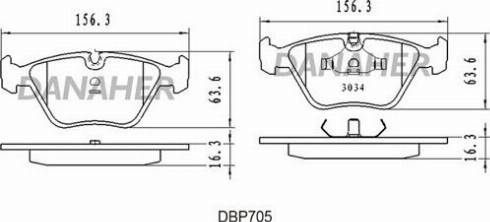 Danaher DBP705 - Kit de plaquettes de frein, frein à disque cwaw.fr