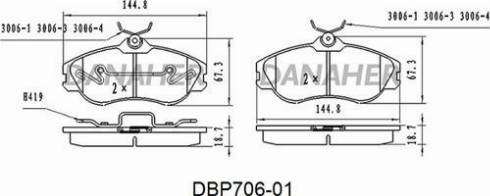 Danaher DBP706-01 - Kit de plaquettes de frein, frein à disque cwaw.fr