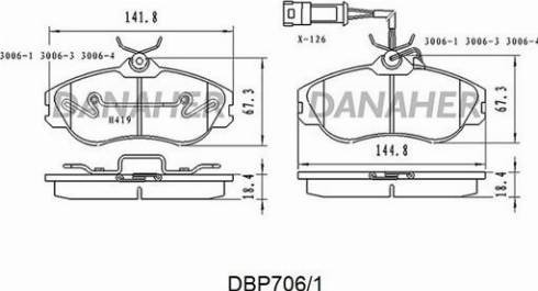 Danaher DBP706/1 - Kit de plaquettes de frein, frein à disque cwaw.fr