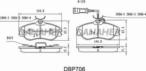 Danaher DBP706 - Kit de plaquettes de frein, frein à disque cwaw.fr