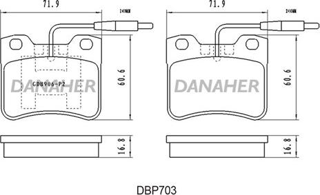 Danaher DBP703 - Kit de plaquettes de frein, frein à disque cwaw.fr