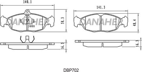 Danaher DBP702 - Kit de plaquettes de frein, frein à disque cwaw.fr