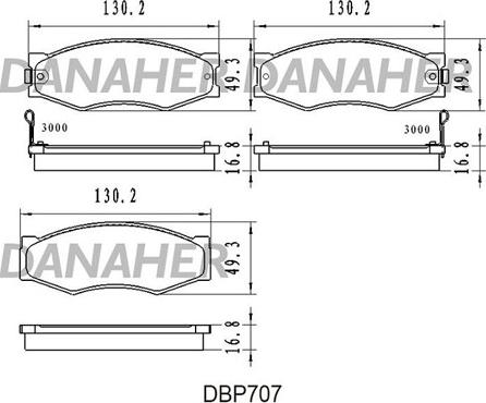 Danaher DBP707 - Kit de plaquettes de frein, frein à disque cwaw.fr