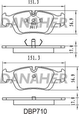 Danaher DBP710 - Kit de plaquettes de frein, frein à disque cwaw.fr