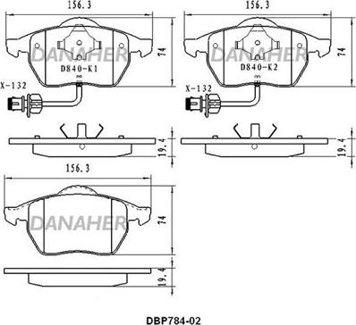 Danaher DBP784-02 - Kit de plaquettes de frein, frein à disque cwaw.fr