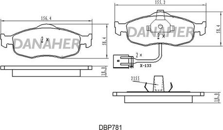 Danaher DBP78/1 - Kit de plaquettes de frein, frein à disque cwaw.fr