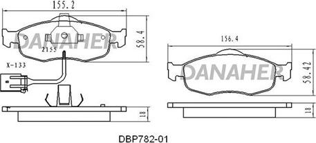 Danaher DBP782-01 - Kit de plaquettes de frein, frein à disque cwaw.fr