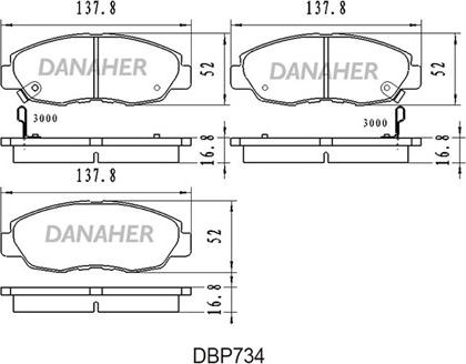 Danaher DBP734 - Kit de plaquettes de frein, frein à disque cwaw.fr