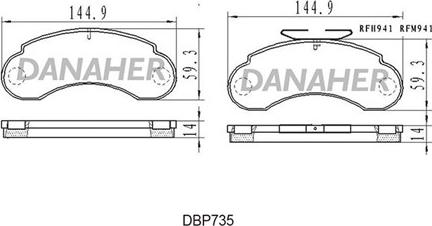 Danaher DBP735 - Kit de plaquettes de frein, frein à disque cwaw.fr