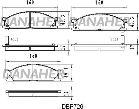 Danaher DBP726 - Kit de plaquettes de frein, frein à disque cwaw.fr