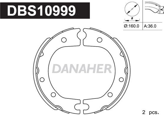 Danaher DBS10999 - Jeu de mâchoires de frein, frein de stationnement cwaw.fr