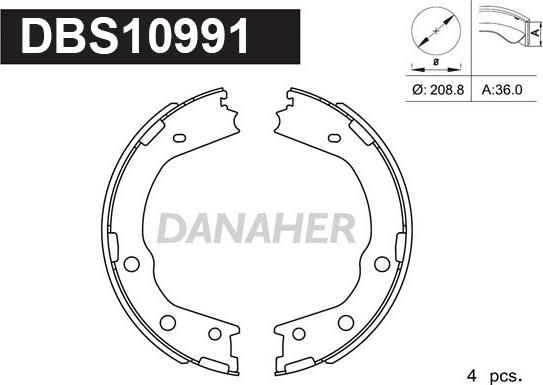 Danaher DBS10991 - Jeu de mâchoires de frein, frein de stationnement cwaw.fr