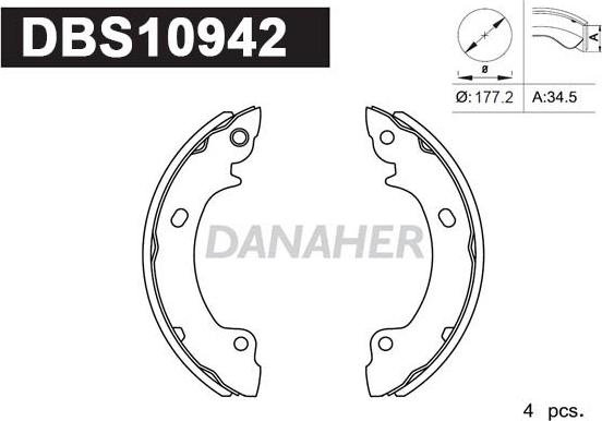 Danaher DBS10942 - Jeu de mâchoires de frein cwaw.fr