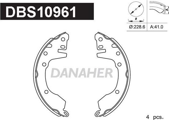 Danaher DBS10961 - Jeu de mâchoires de frein cwaw.fr