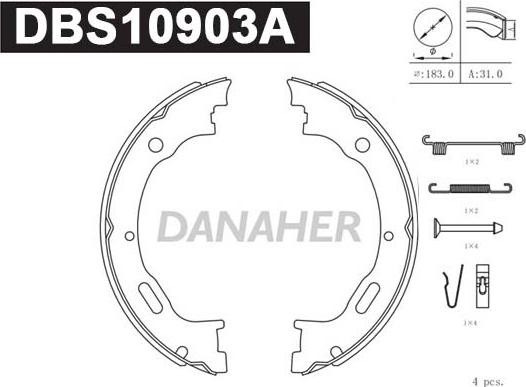 Danaher DBS10903A - Jeu de mâchoires de frein cwaw.fr