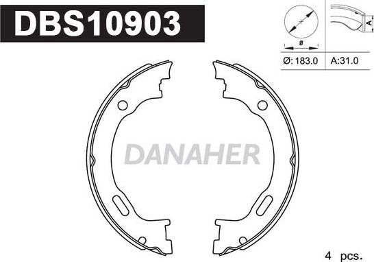 Danaher DBS10903 - Jeu de mâchoires de frein, frein de stationnement cwaw.fr