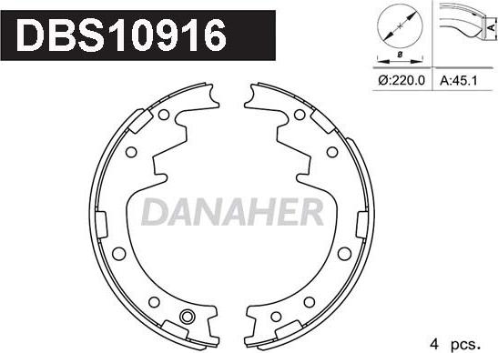 Danaher DBS10916 - Jeu de mâchoires de frein cwaw.fr