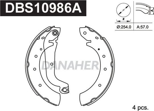 Danaher DBS10986A - Jeu de mâchoires de frein cwaw.fr