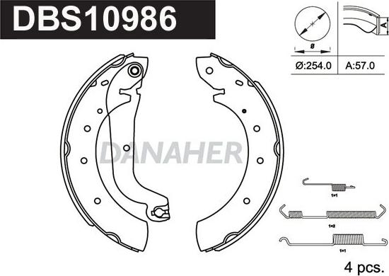 Danaher DBS10986 - Jeu de mâchoires de frein cwaw.fr