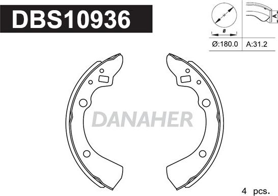 Danaher DBS10936 - Jeu de mâchoires de frein cwaw.fr