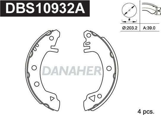 Danaher DBS10932A - Jeu de mâchoires de frein cwaw.fr