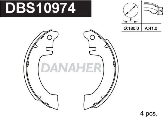 Danaher DBS10974 - Jeu de mâchoires de frein cwaw.fr