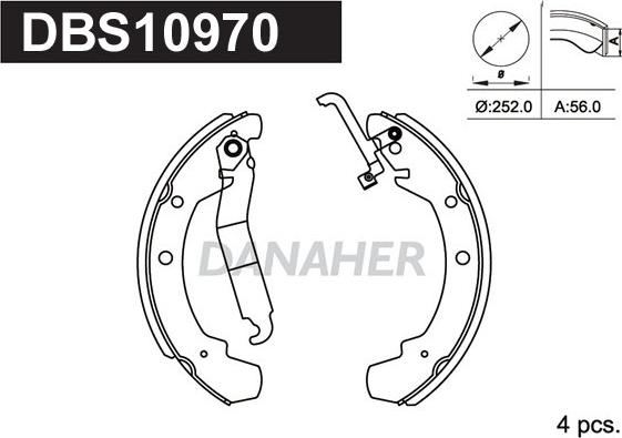 Danaher DBS10970 - Jeu de mâchoires de frein cwaw.fr