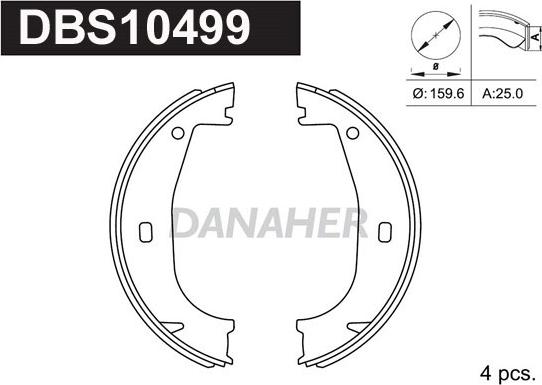 Danaher DBS10499 - Jeu de mâchoires de frein, frein de stationnement cwaw.fr