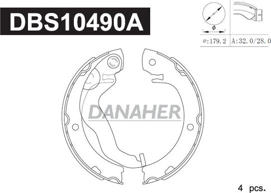 Danaher DBS10490A - Jeu de mâchoires de frein, frein de stationnement cwaw.fr